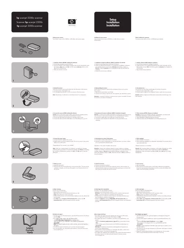 Mode d'emploi HP SCANJET 2200C