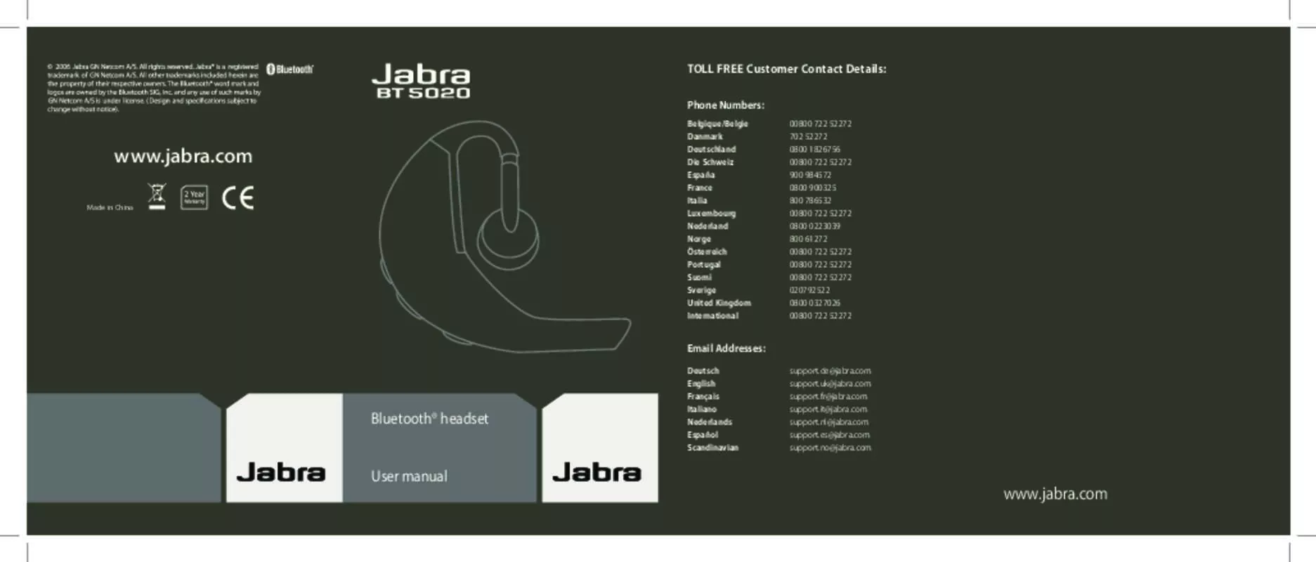 Mode d'emploi JABRA BT5020_