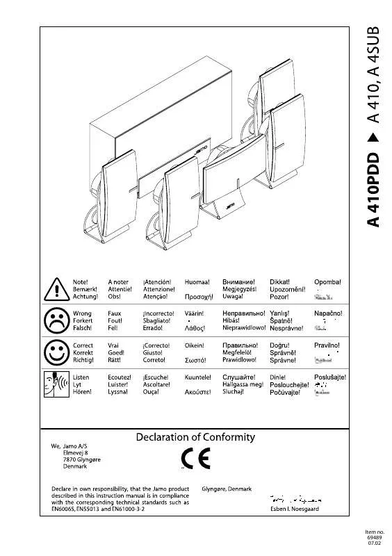 Mode d'emploi JAMO A 410