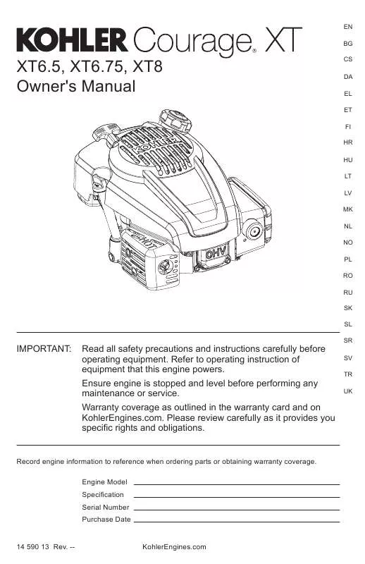 Mode d'emploi KOHLER XT8