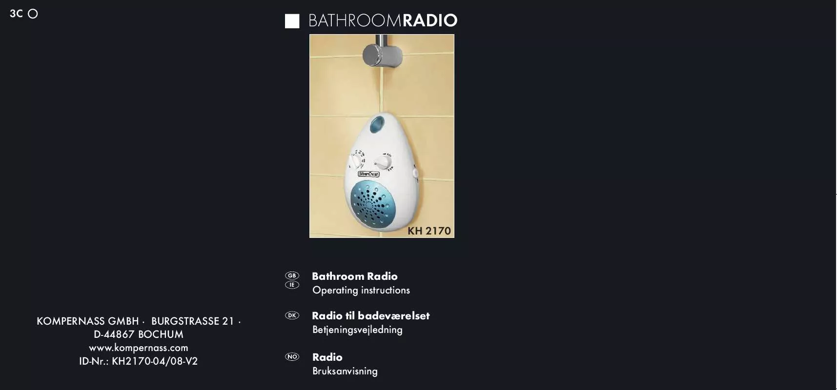 Mode d'emploi KOMPERNASS KH 2170 BATHROOM RADIO