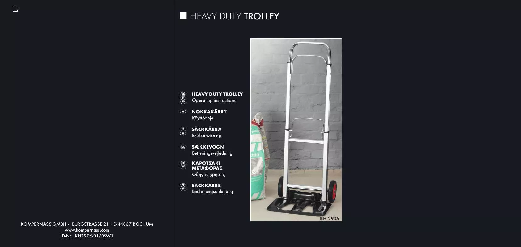 Mode d'emploi KOMPERNASS KH 2906 HEAVY DUTY TROLLEY