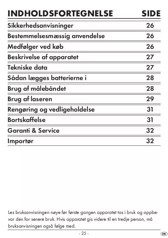 Mode d'emploi KOMPERNASS KH 3229 MEASURING TAPE