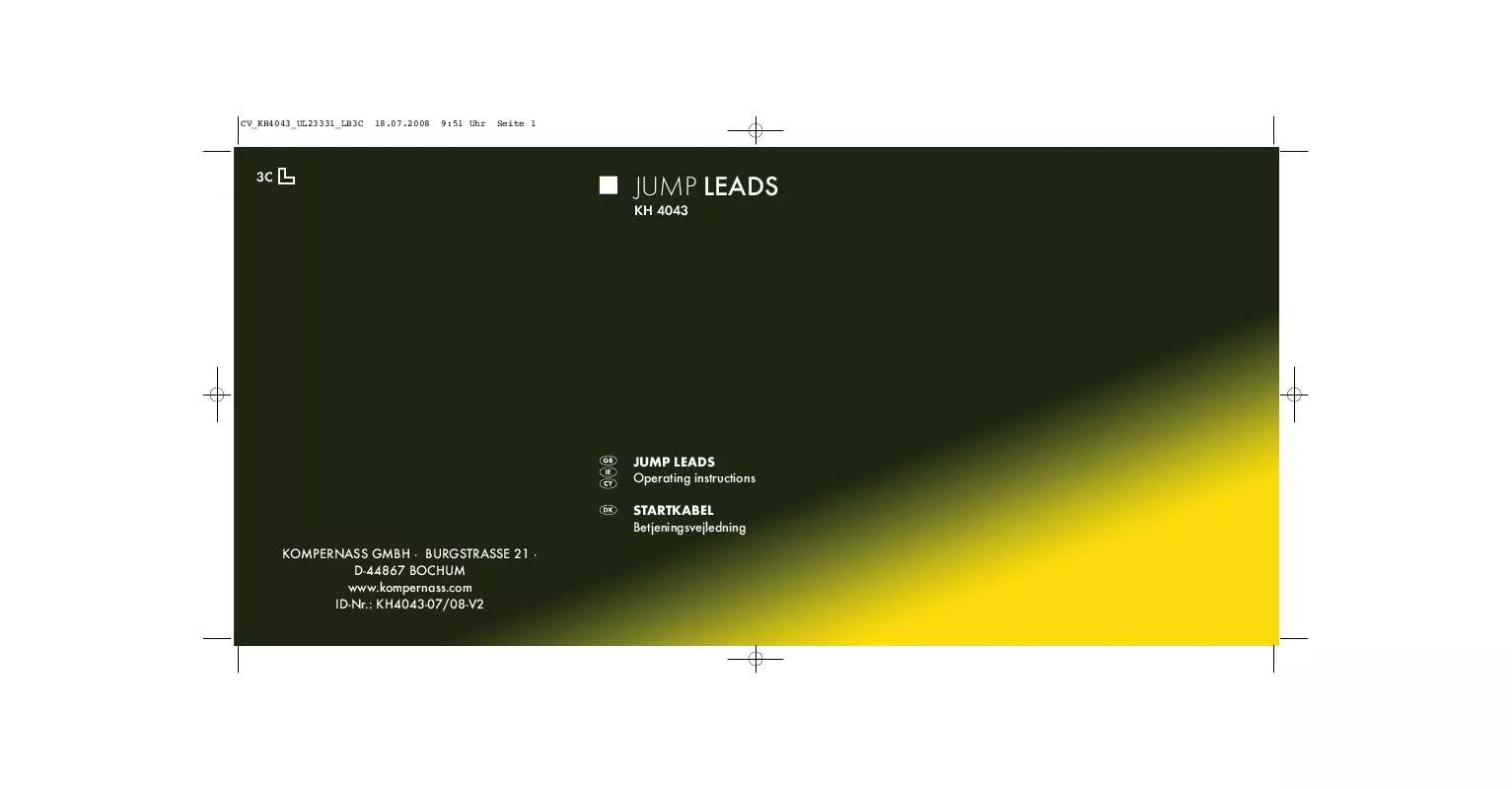 Mode d'emploi KOMPERNASS KH 4043 JUMP LEADS