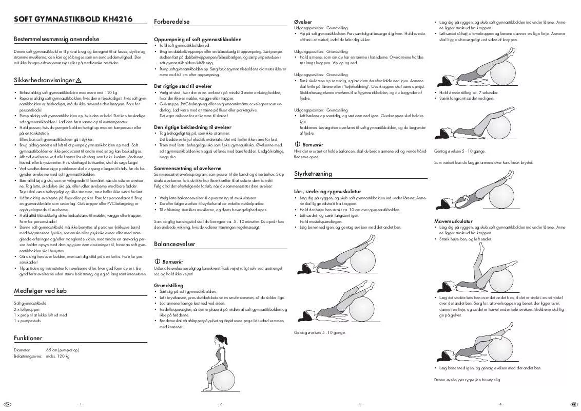 Mode d'emploi KOMPERNASS KH 4216 GYM BALL