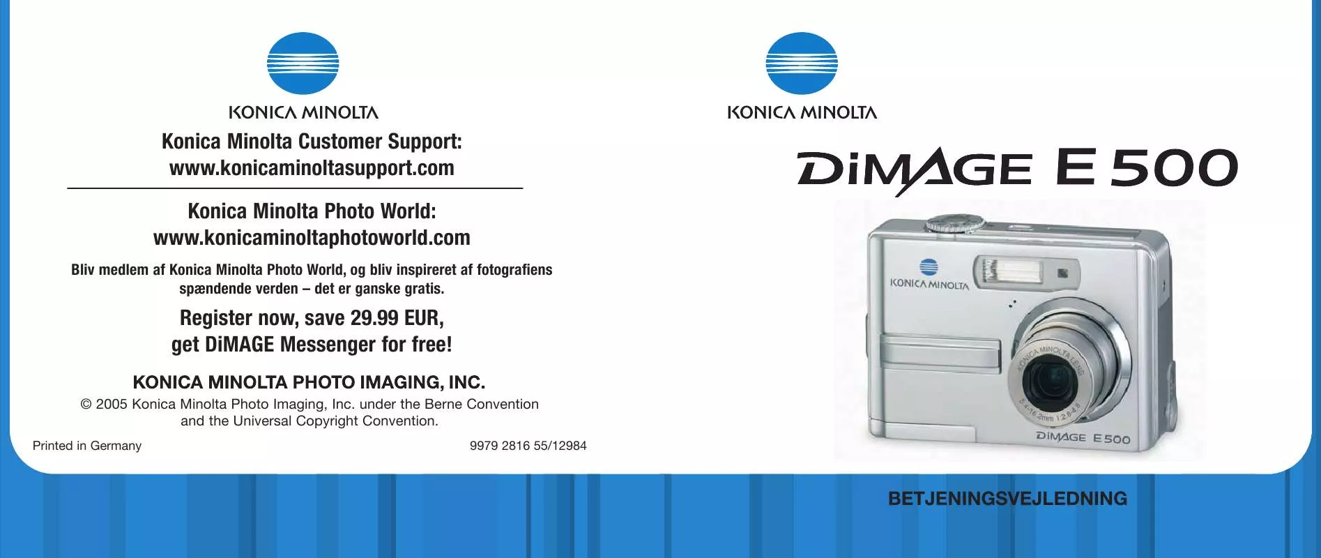 Mode d'emploi KONICA MINOLTA DIMAGE E500