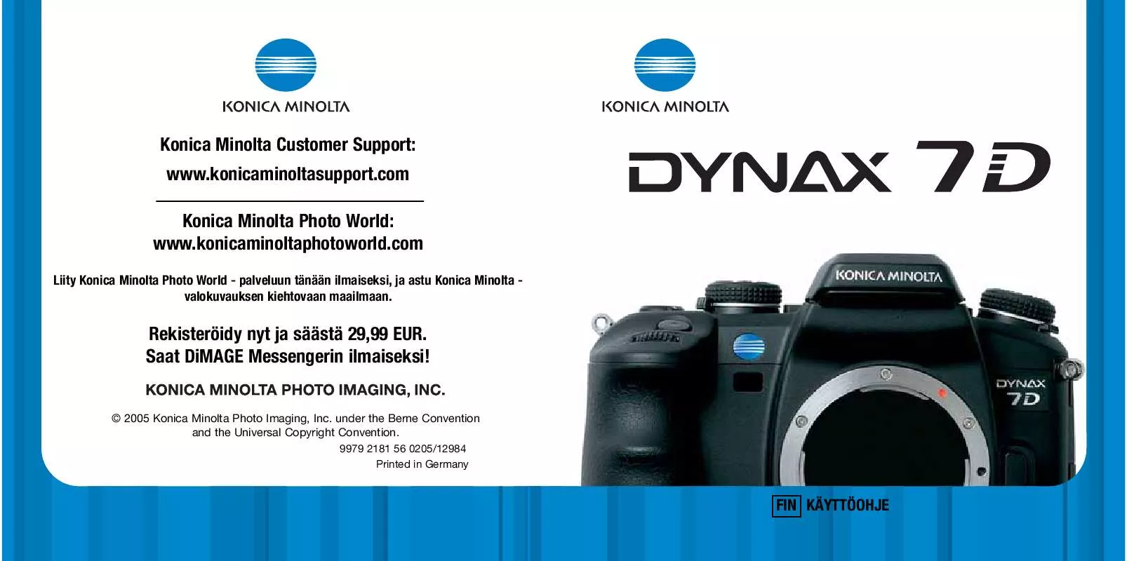 Mode d'emploi KONICA MINOLTA DYNAX 7D