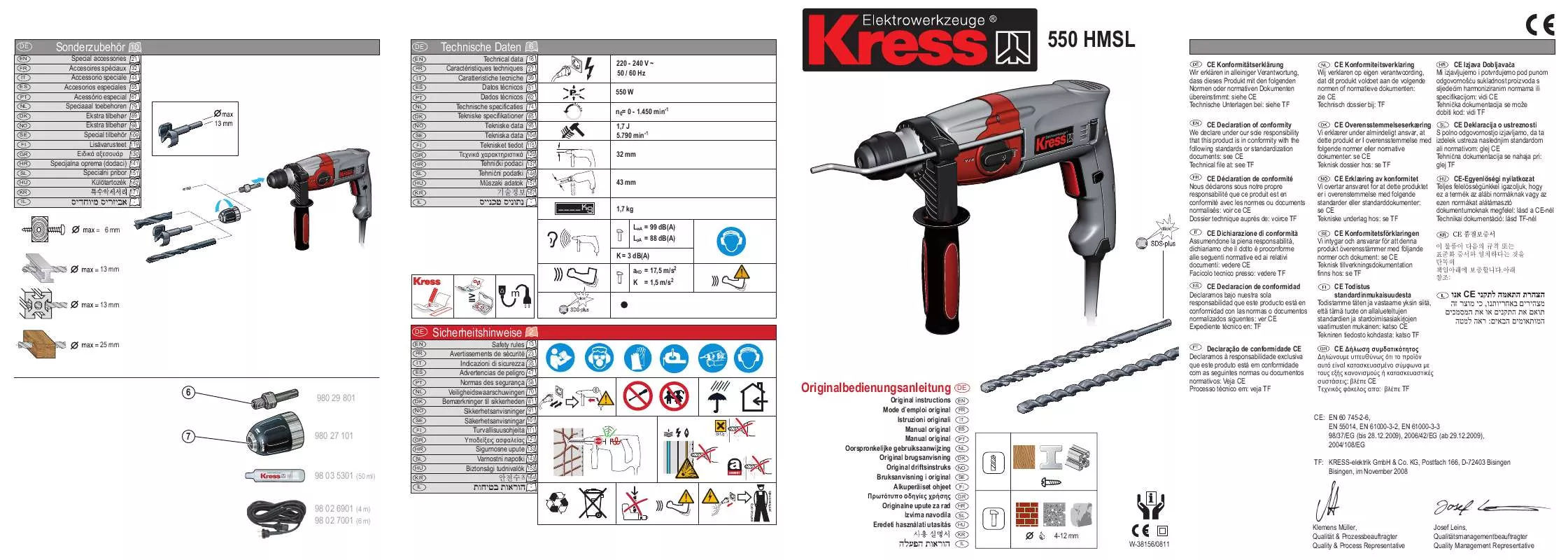 Mode d'emploi KRESS 550 HMSL