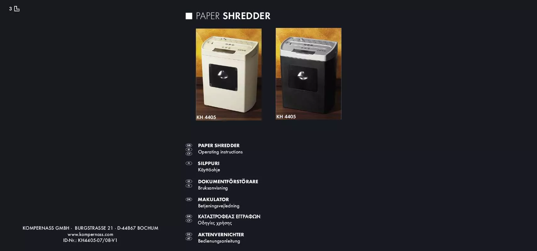 Mode d'emploi LERVIA KH 4405 SHREDDER