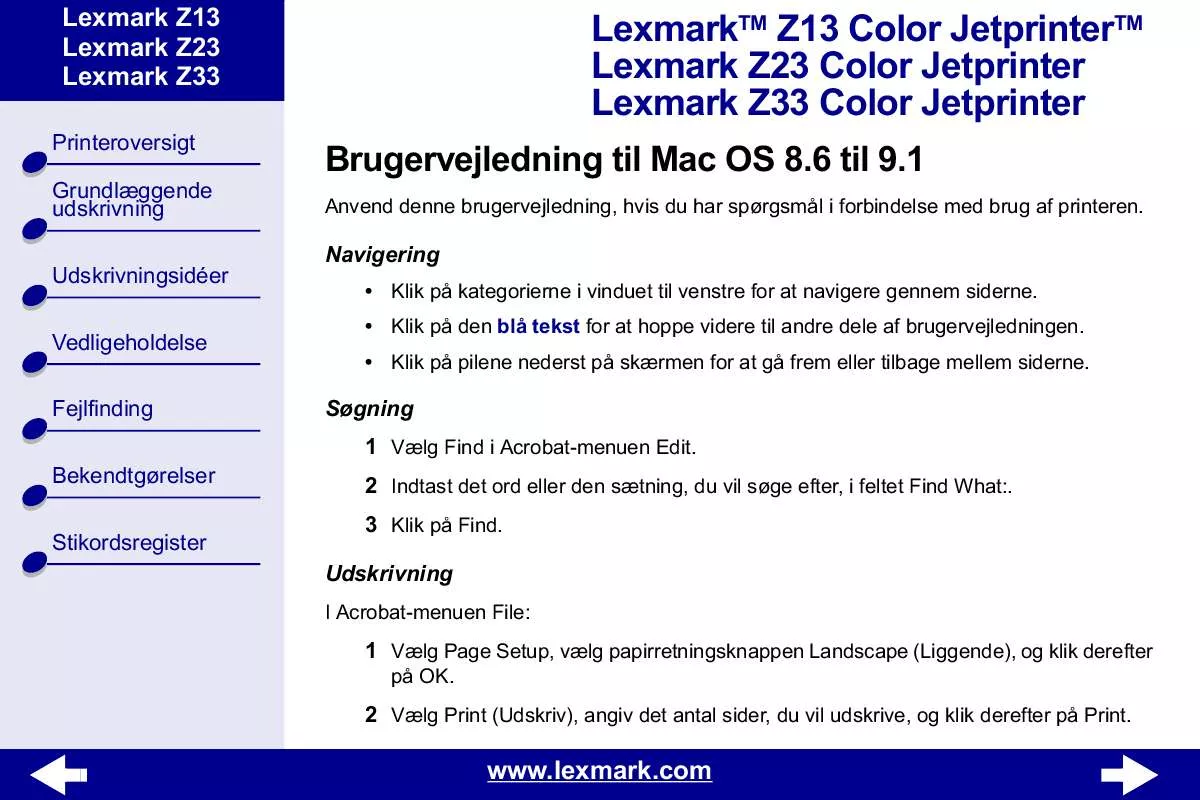 Mode d'emploi LEXMARK Z13