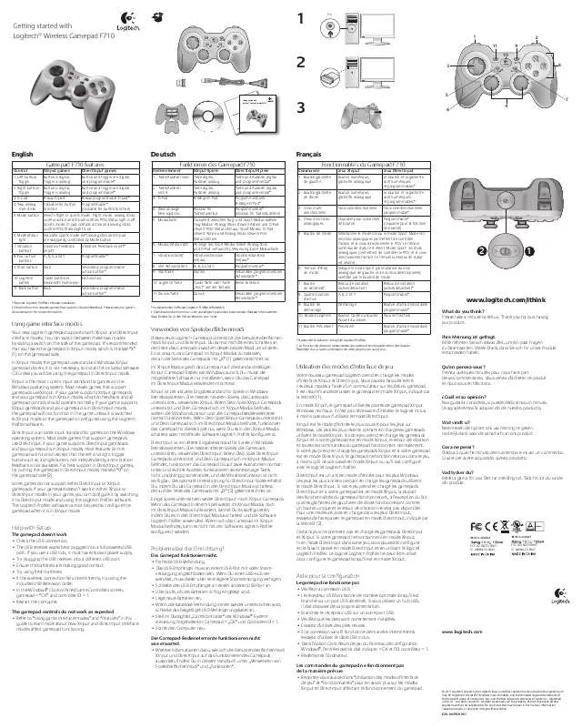 Mode d'emploi LOGITECH F710