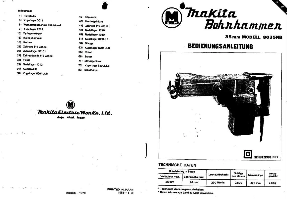 Mode d'emploi MAKITA 8035NB