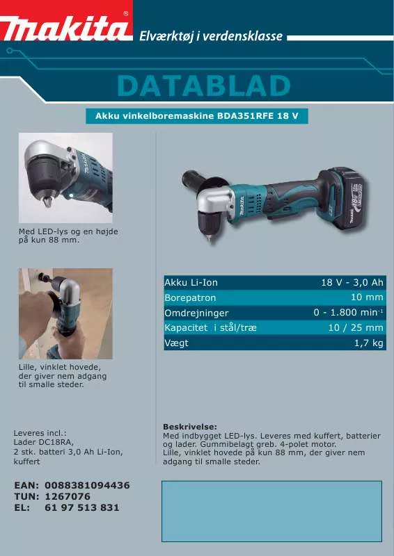 Mode d'emploi MAKITA BDA351RFE