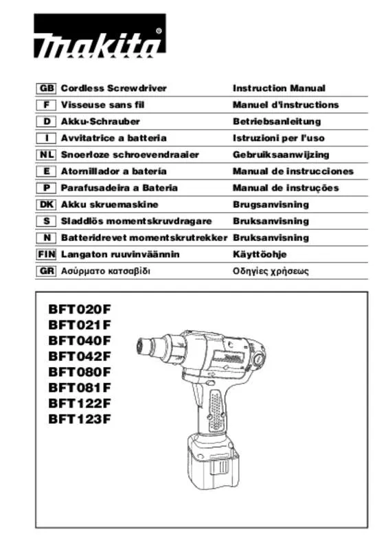 Mode d'emploi MAKITA BFT080F