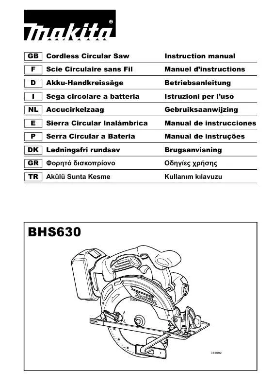 Mode d'emploi MAKITA BHS630