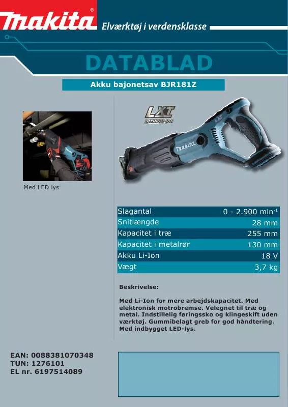 Mode d'emploi MAKITA BJR181Z