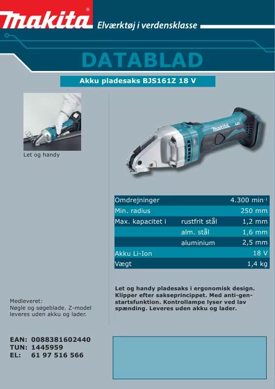 Mode d'emploi MAKITA BJS161Z