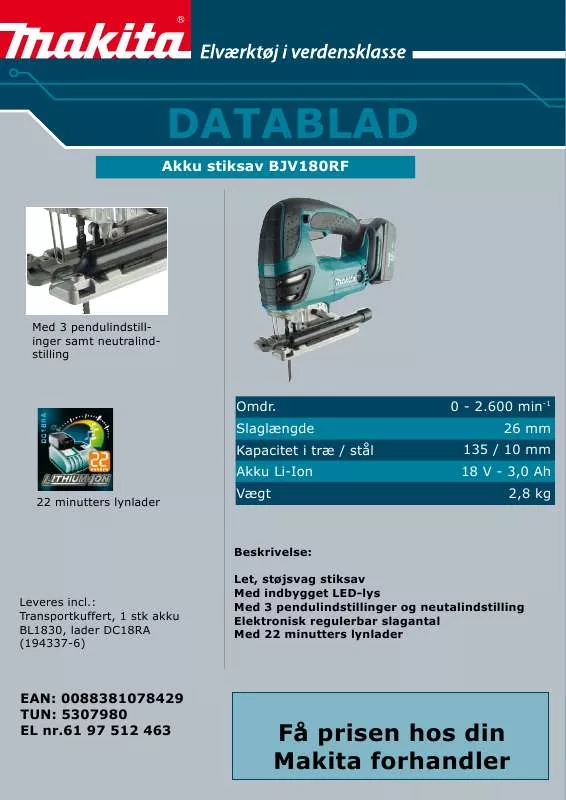 Mode d'emploi MAKITA BJV180RF