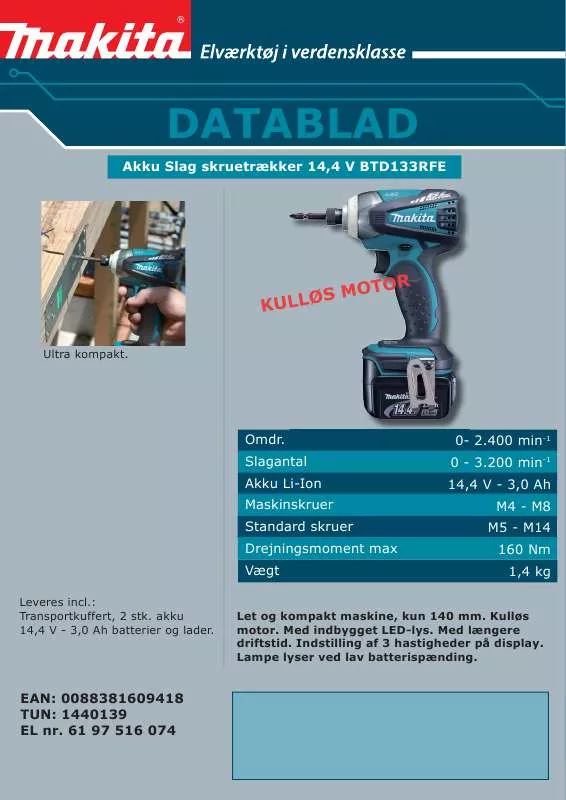 Mode d'emploi MAKITA BTD133RFE