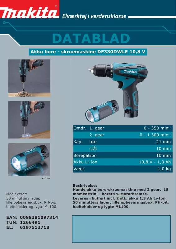 Mode d'emploi MAKITA DF330DWLE