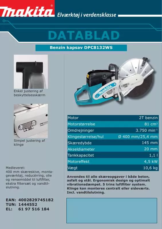 Mode d'emploi MAKITA DPC8132WS