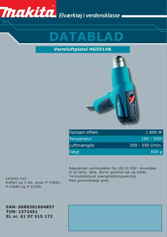 Mode d'emploi MAKITA HG551VK