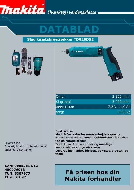 Mode d'emploi MAKITA TD020DSE