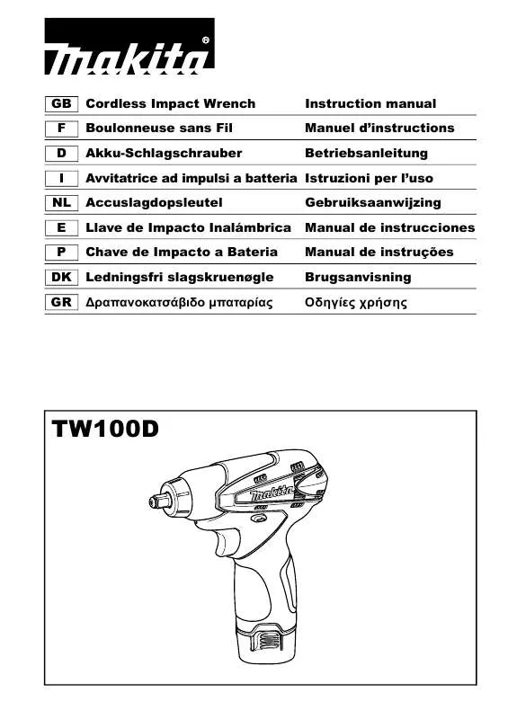 Mode d'emploi MAKITA TW100D