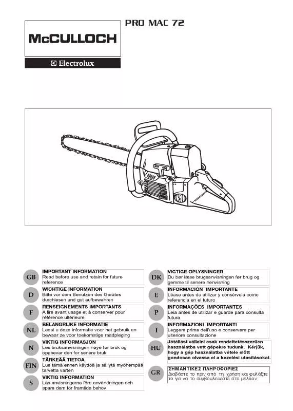 Mode d'emploi MCCULLOCH PROMAC 72 P.U.O.