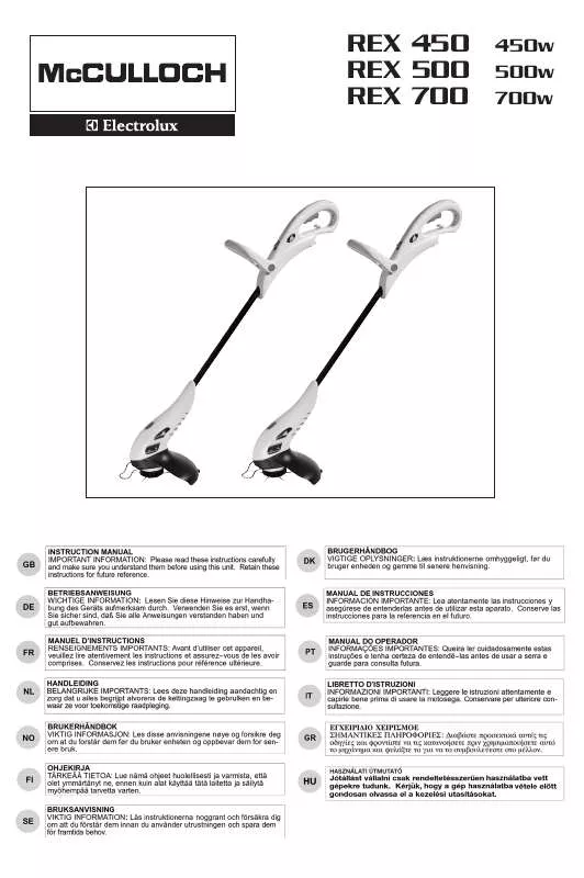 Mode d'emploi MCCULLOCH REX 700 EURO