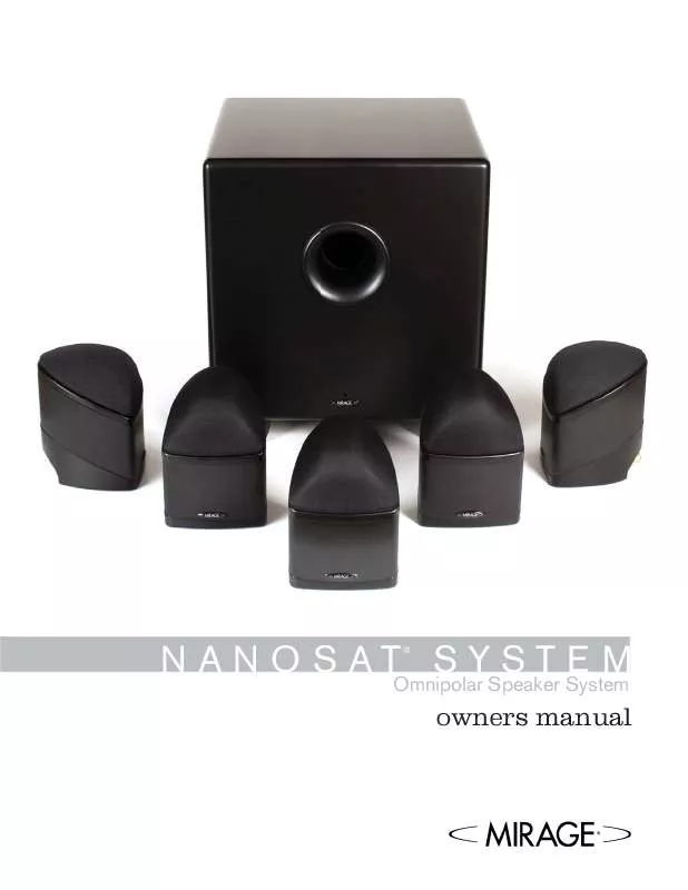 Mode d'emploi MIRAGE SPEAKERS NANOSAT SYSTEM