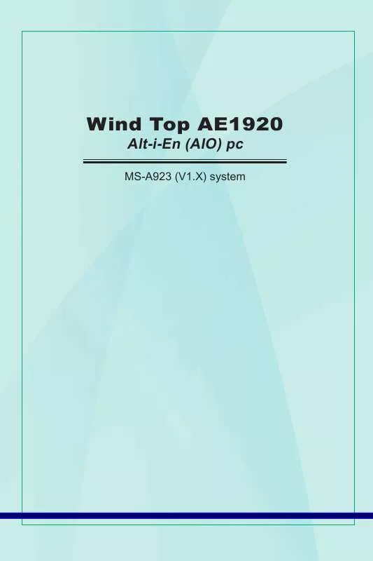 Mode d'emploi MSI WIND TOP AE1920