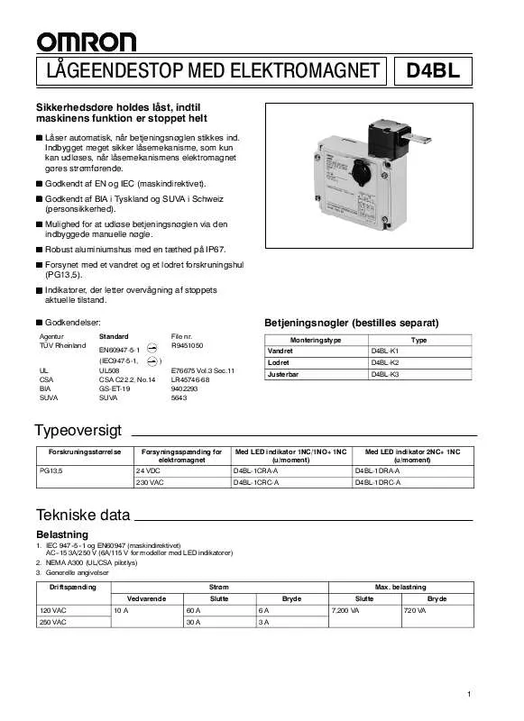 Mode d'emploi OMRON D4BL