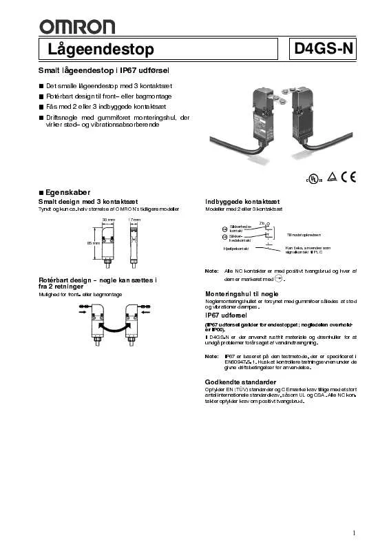 Mode d'emploi OMRON D4GS-N