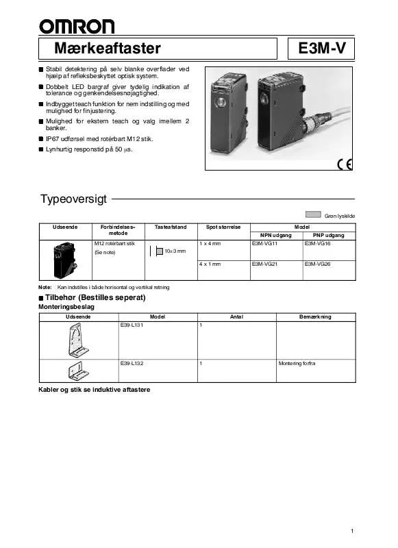 Mode d'emploi OMRON E3M-V