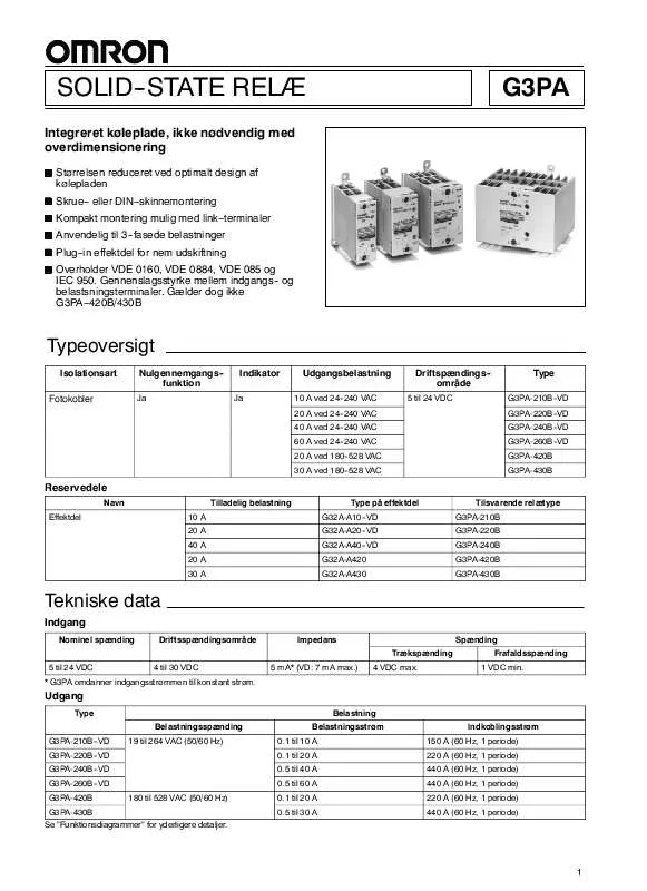 Mode d'emploi OMRON G3PA