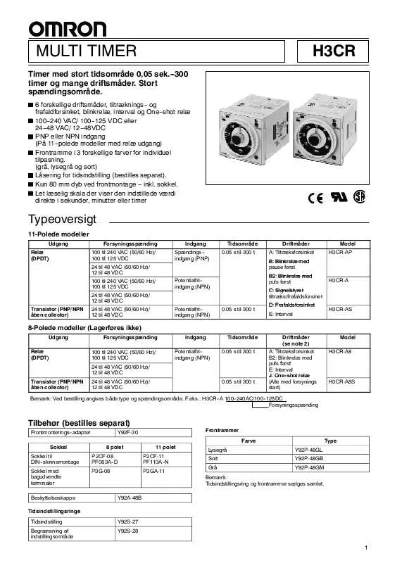 Mode d'emploi OMRON H3CR