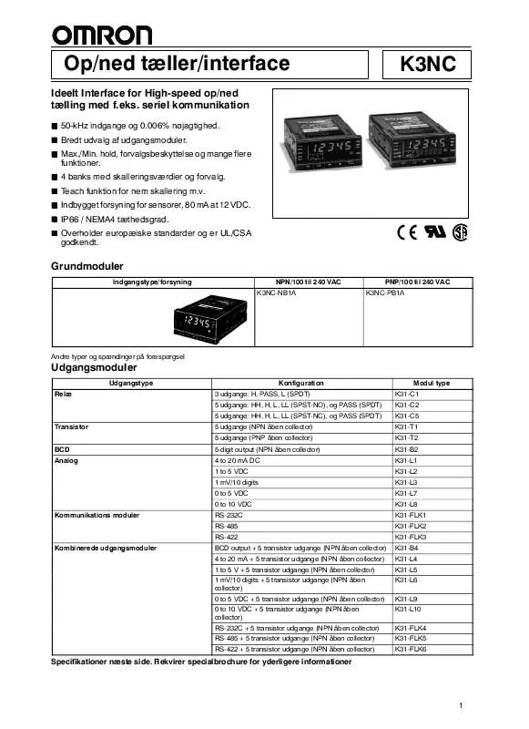 Mode d'emploi OMRON K3NC