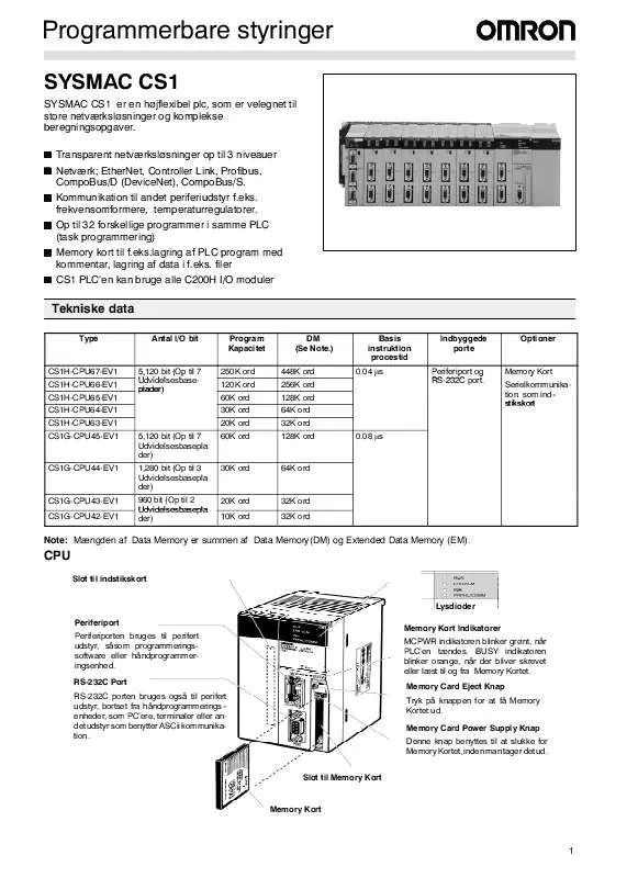 Mode d'emploi OMRON SYSMAC CS1