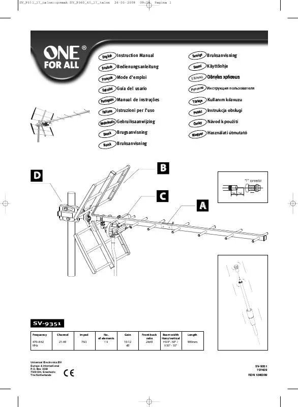 Mode d'emploi ONE FOR ALL SV-9351