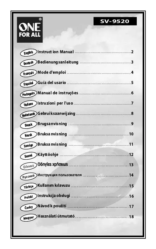 Mode d'emploi ONE FOR ALL SV-9520