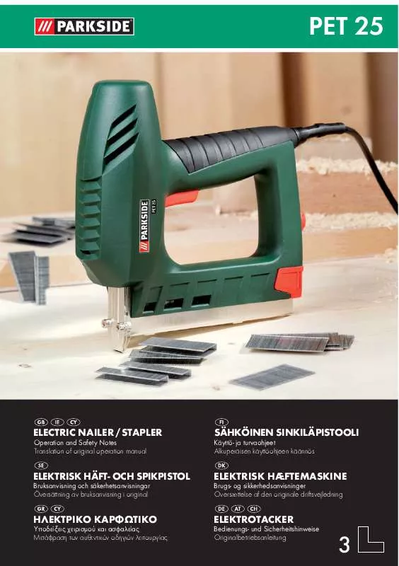 Mode d'emploi PARKSIDE KH 3050 ELECTRIC NAILER