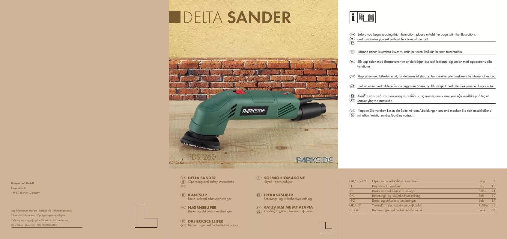 Mode d'emploi PARKSIDE KH 3185 DELTA SANDER