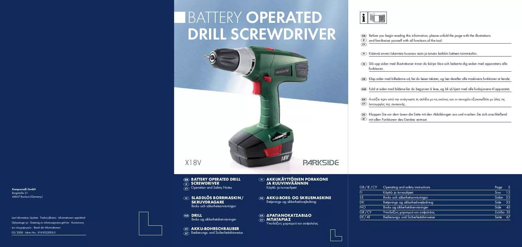 Mode d'emploi PARKSIDE KH 3188 2 SPEED CORDLESS DRILL