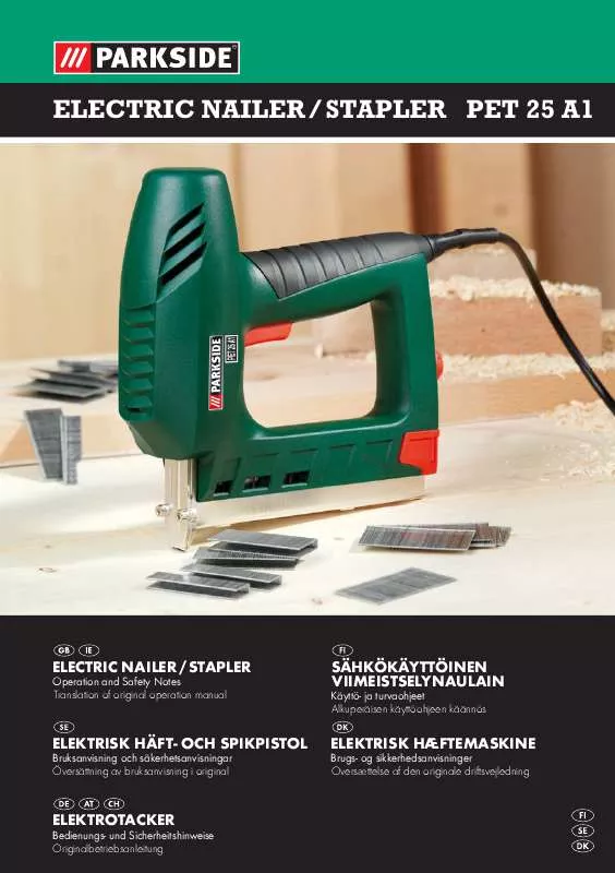 Mode d'emploi PARKSIDE PET 25 A1 ELECTRIC NAILER-STAPLER