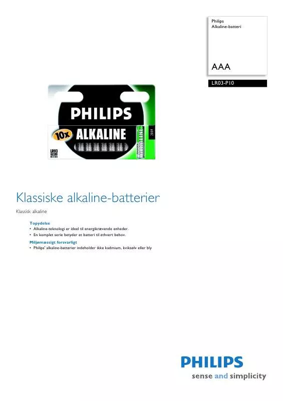 Mode d'emploi PHILIPS LR03-P10