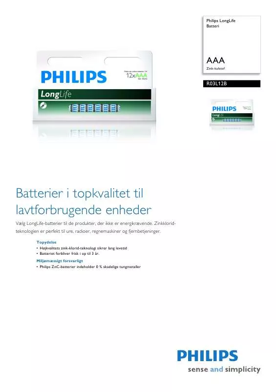 Mode d'emploi PHILIPS R03L12B