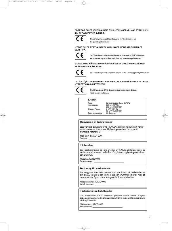 Mode d'emploi PHILIPS SACD1000