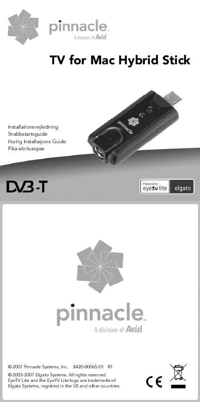 Mode d'emploi PINNACLE PCTV HYBRID TUNER KIT