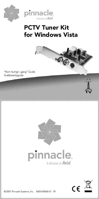 Mode d'emploi PINNACLE PCTV TUNER KIT